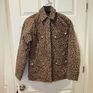 Animal print puffer coat